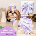 thumbnail image 4 of Cute Dog Dress Clothes for Small Dogs Cats Girl Female Pink Plaid Bow Tie Dog Harness Dresses Leash Set with Pearls Bow Accessories Birthday Puppy Dress Shih Tzu Yorkies Chihuahua Outfits, 4 of 8