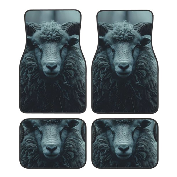 Balery Moody Ram Portrait Juego de 4 Alfombrillas para Auto, Revestimientos de Caucho Resistente, Diseño Antideslizante