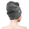thumbnail image 4 of American Soft Linen Hair Drying Towel, Turban Towel Wrap, Absorbent and Soft Head Towel Cap with Button-Grey (1 piece), 4 of 7
