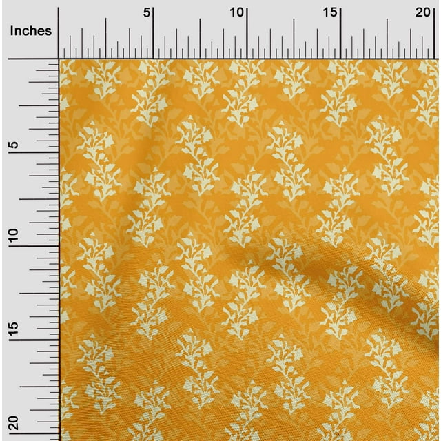 oneOone Cotton Silk Fabric Leaves & Floral Block Printed Craft Fabric BTY 42 Inch Wide