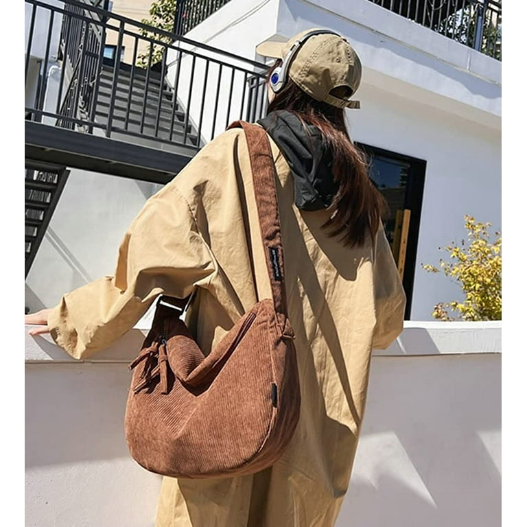 TAN NYLON HOBO CROSSBODY BAG