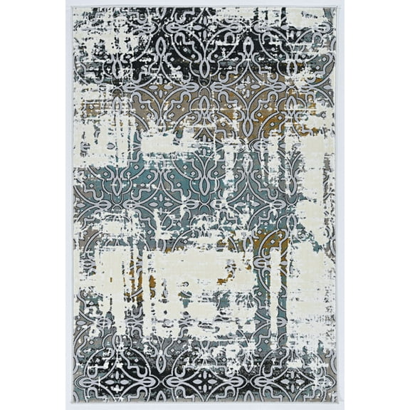Elixir Leyton Grey 5x7.6 Vintage Distressed Area Rug 100% Polyester Flat Pile