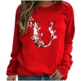 thumbnail image 3 of Pompotops Hiver Femmes Décontracté Manches Longues Hauts Dames Imprimé Chandail en Molleton Blouse Tee Chandail Liquidation, 3 of 4