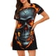 thumbnail image 1 of Easygdp Flame Metal Skull Camisón de manga corta para mujer, informal, estampado, 1 of 6