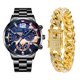 thumbnail image 1 of Reloj de negocios con correa de acero inoxidable de moda para hombre, manecillas luminosas y calendario, reloj de cuarzo, 1 of 6