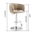 thumbnail image 2 of Set of 2 360° Swivel Bar Stools, Yellow - Adjustable Counter Height with Woven Back & Footrest, Silver Chrome for Kitchen Island, Cafe​, 2 of 9