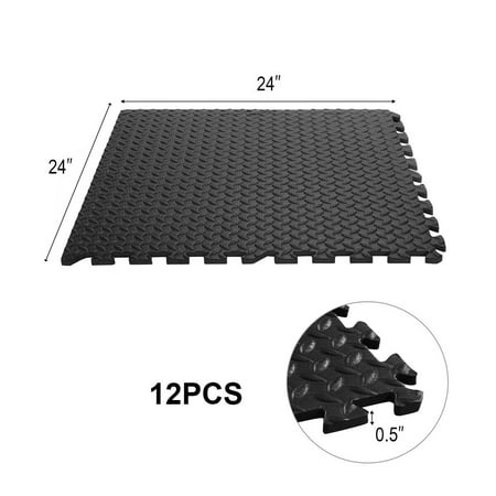 Gymax Black 48 Sq Ft Eva Foam Floor Interlocking Mat Gym Walmart