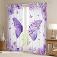 thumbnail image 2 of jejeloiu Chic Butterflies Blackout Curtains Set of 2 (38x54 Each),Rustic Flower Floral Curtains and Drapes,Purple White Living Room Curtains For Kids,Luxury Bedroom Decor, 2 of 6