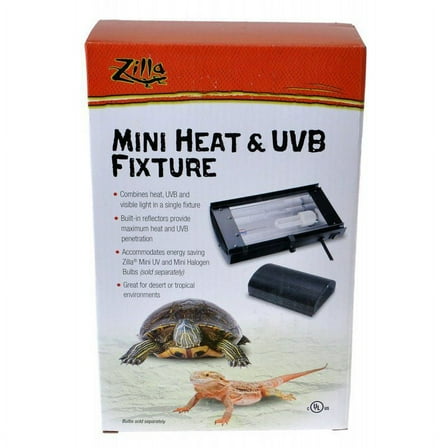 Zilla Mini Heat & UVB Fixture [Reptile, Lighting Fluorescent] 1 Pack - (9-1/4"L x 5-1/8"W x 2-5/8"H)