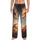 thumbnail image 1 of Balery Red And Gray Flame Fox Pantalones de pijama para hombre, pijama ultraligero, pantalón de descanso-3X-Large, 1 of 6