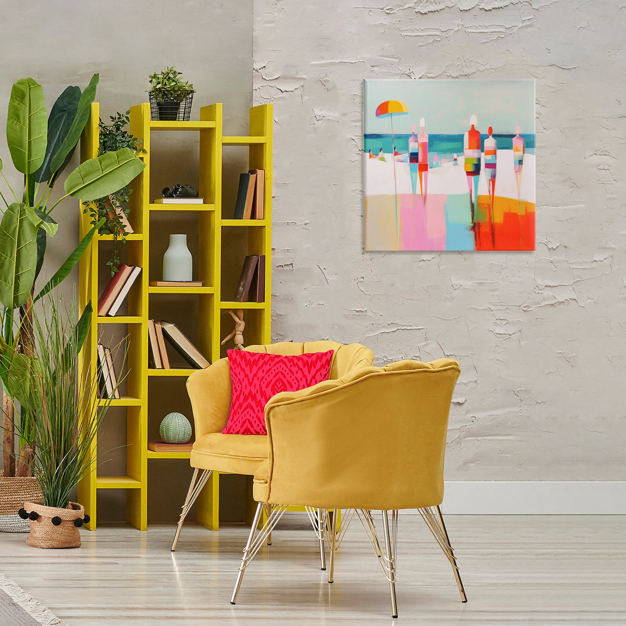 Stupell Industries Bold Modern Beachgoers Novelty Painting Gallery Wrapped Canvas Art Print Wall Art, 24 x 24