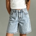 thumbnail image 5 of Tqyyweavej Jean Shorts for Girls Y2K Cute Bow Embroidery Denim Bermuda Shorts Wide Leg Summer Jeans with Pockets, Light Blue 12-17 Years, 5 of 10