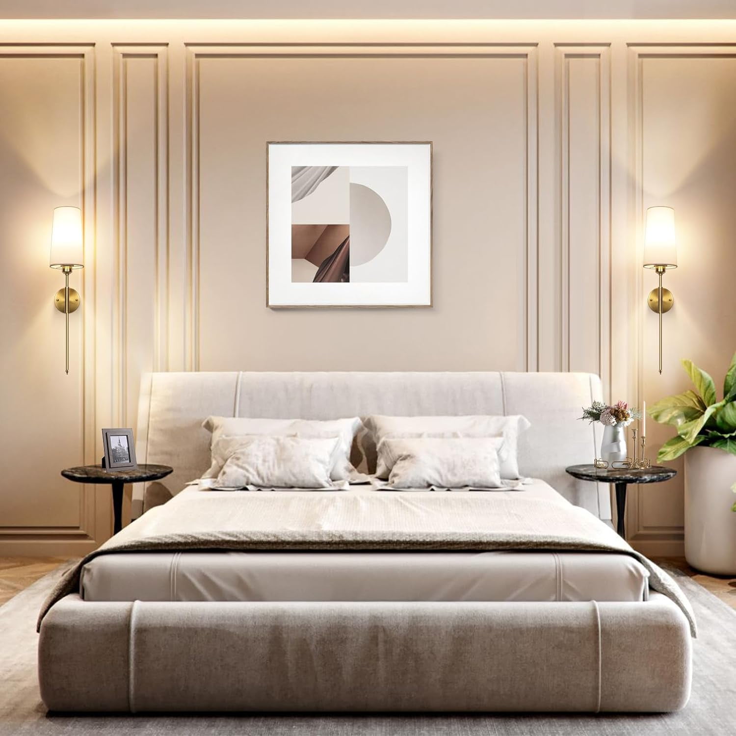 NookNova Dimmable 2-Light LED Brass Battery Powered Wall Sconces (2 Count) Rechargeable Wall Light with Remote,Wireless Battery Operated Wall Lamp For Bedroom, Living Room, Hallway