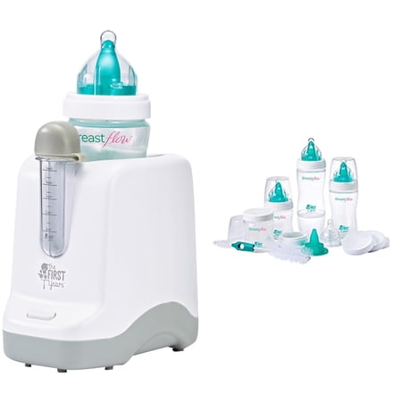The First Years Breastflow Bottle Gift Set & Warmer Bundle