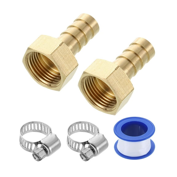 Uxcell 2Pcs Brass Hose Barb Fittings, 3/8" Barb x G3/8" Female Thread Hose Connector