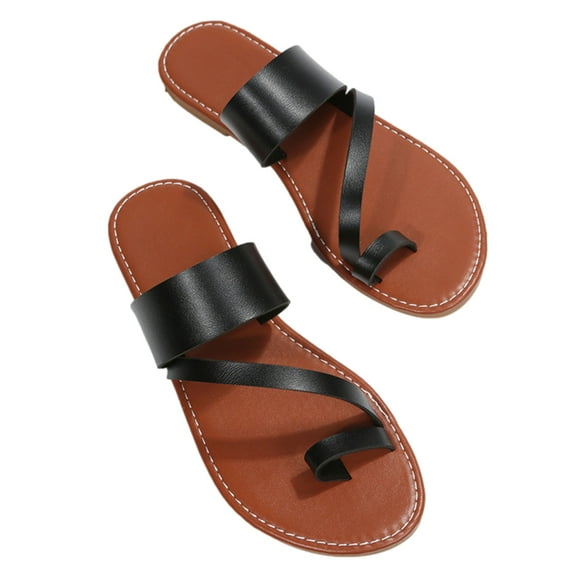 Women's Wide Width Flat Sandals,Women's Open Toe Sandals Slip on Toe Ring Flat Sandals Beach Summer Slide Sandals，Casual Sandal
