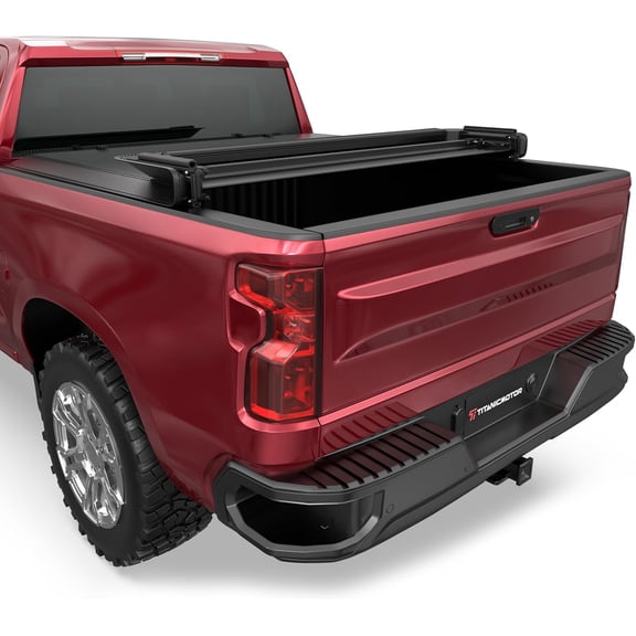 TITANICMOTOR 4-Fold 5.8FT 69.6Inch Tonneau Cover Truck Bed for 2014-19 Chevy Silverado GMC Sierra 1500