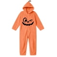 thumbnail image 2 of Inleife Women's Cozy Plush Fleece Full Zip Pumpkin Hooded Onesie, Halloween Holiday One-Piece Romper with Side Pockets for Home Wear, 2 of 6
