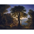 thumbnail image 2 of Karl Friedrich Schinkel 24x19 Black Ornate Framed Double Matted Museum Art Print Titled: Castle by the River (1820), 2 of 5