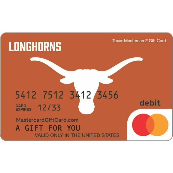 Mastercard® $20-$500 eGift Card University of Texas (Plus $6.84 Purchase Fee) [Email Delivery]