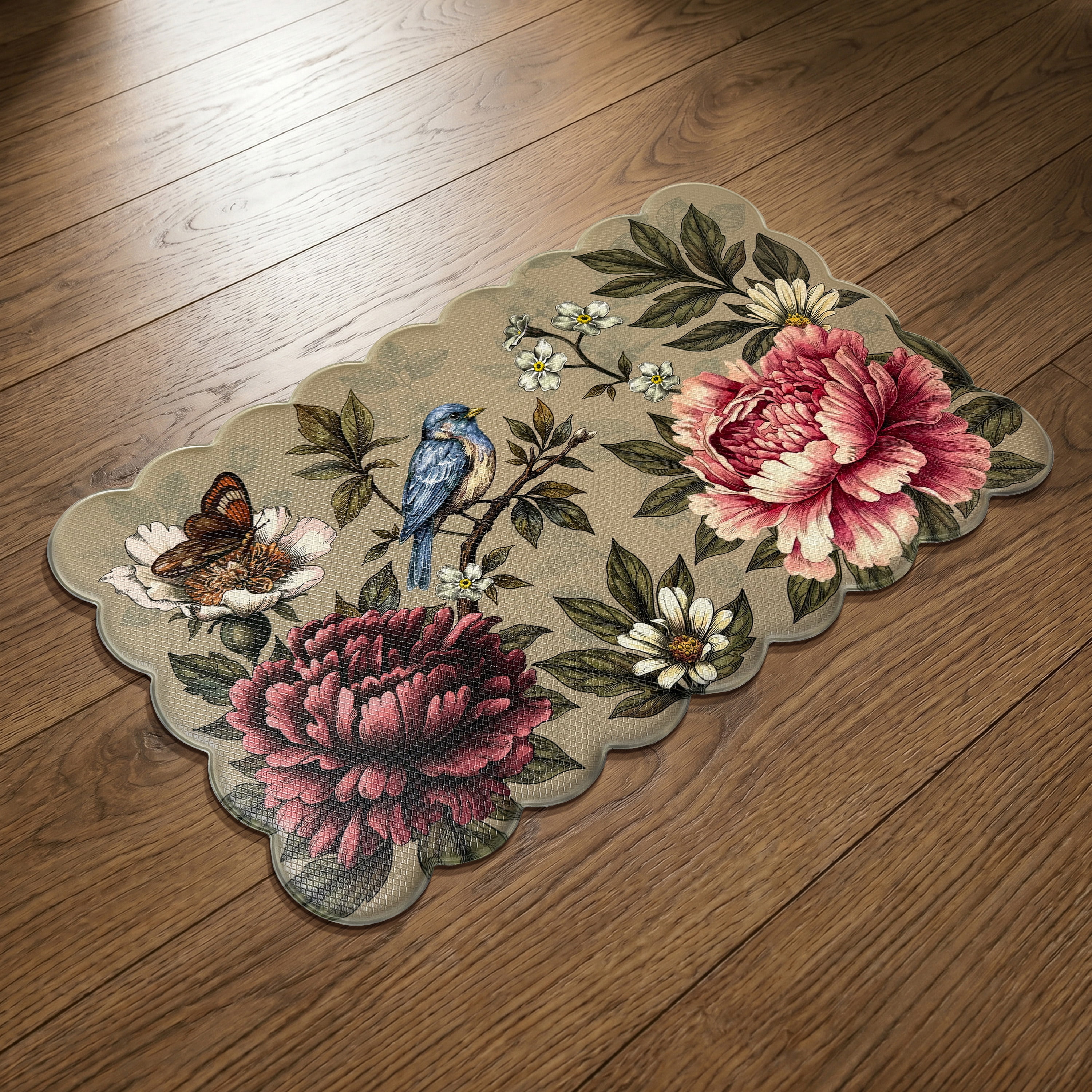 Scalloped Edge Anti Fatigue Mat 18x30 - Botanical - Multi
