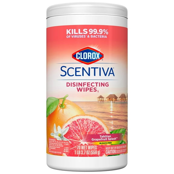 Clorox Scentiva Bleach Free Cleaning Wipes - Tahitian Grapefruit Splash - 70 ct- Pack of 2