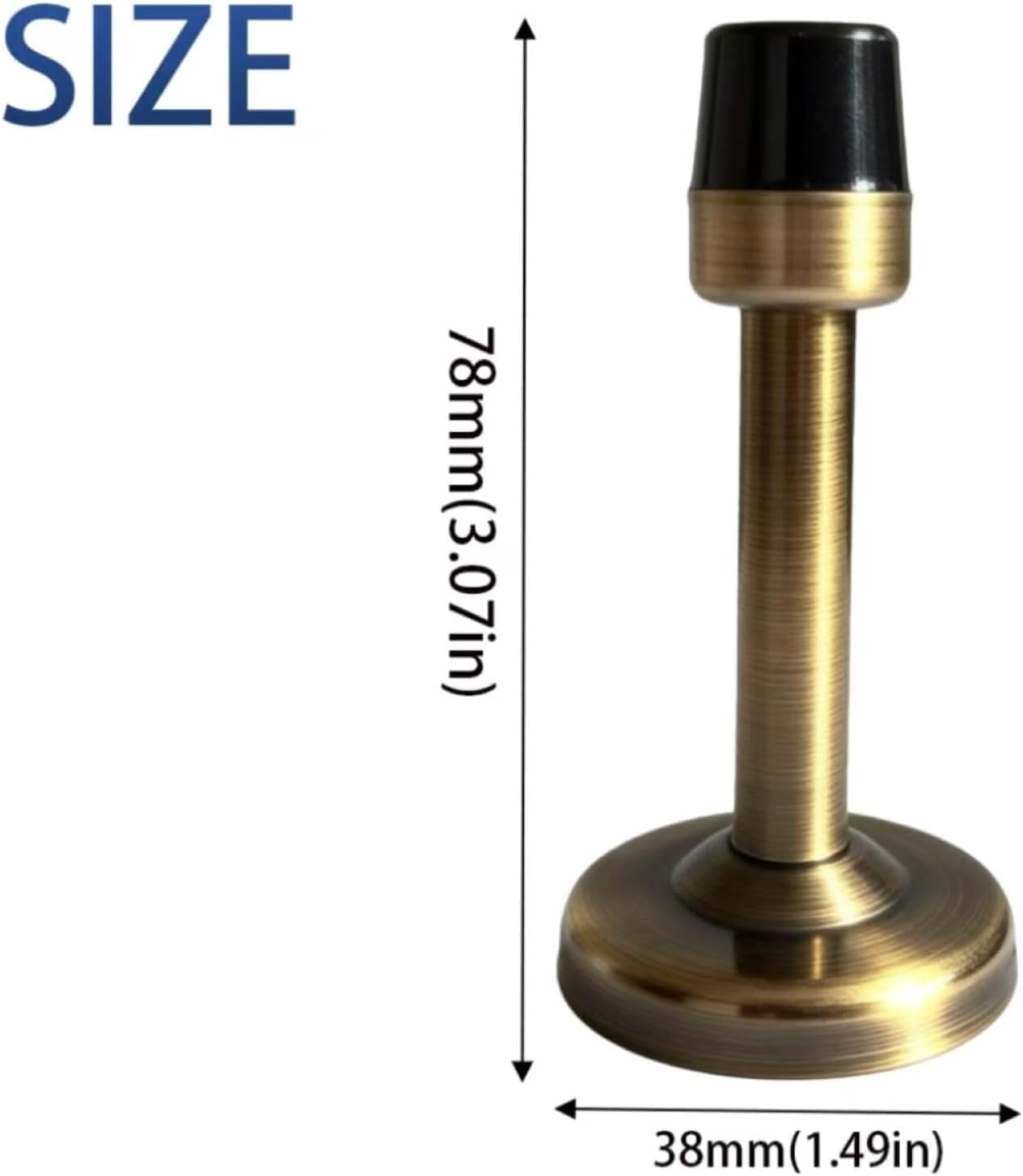 Zinc Alloy Door Stop Wall Mount, 78mm (3.07") Door Stopper with Rubber Bumper & Screws, Bronze Tone - Includes Mounting Hardware for Furniture & Door Protection