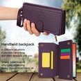thumbnail image 6 of Compatible With Samsung Galaxy S22 Ultra Wallet Case with Card Holder Kickstand Double Magnetic Clasp Zipper Pocket Lanyard Strap Wristlet, Leather Flip Case Women Men Wallet Cover,Purple, 6 of 14
