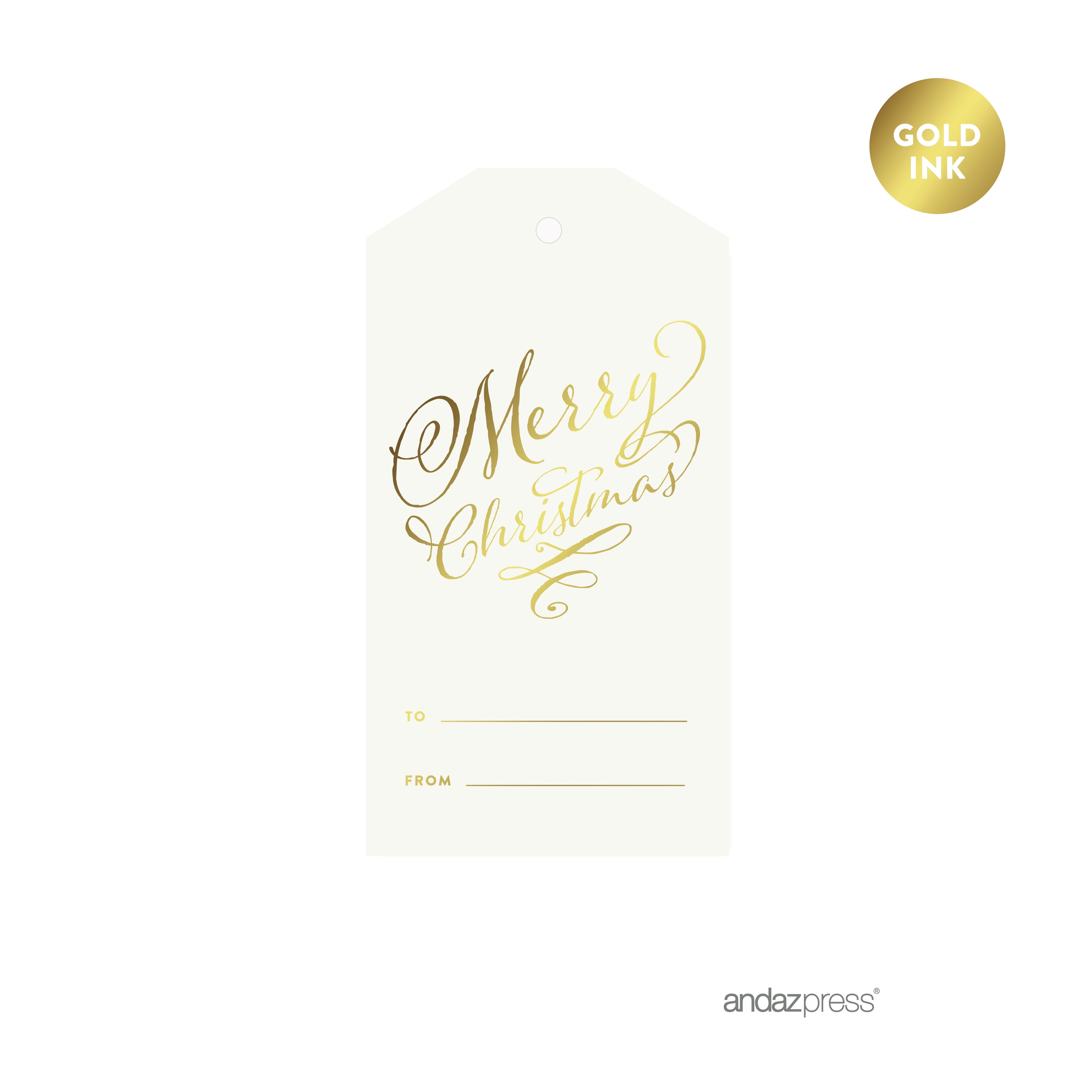 Gold Metallic Gold Merry Christmas To/From Classic Gift Tags, 12-Pack