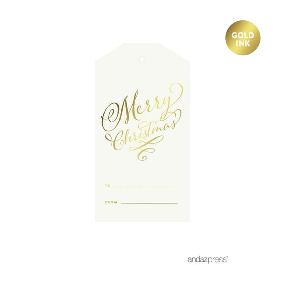 Gold Metallic Gold Merry Christmas To/From Classic Gift Tags, 12-Pack