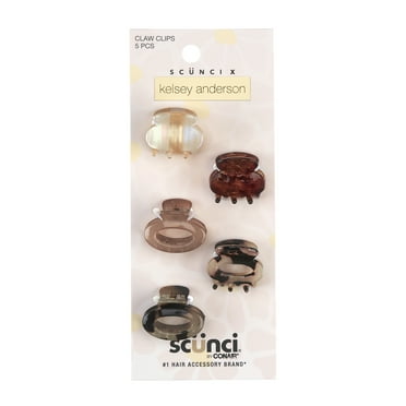 Scunci x Kelsey Anderson Tortoiseshell Print Mini Claw Clips, Multicolor, 5 Count