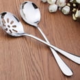 thumbnail image 3 of FRCOLOR small colander Stainless Steel Colander Set of 4 Creative Hollowout Serving Spoons for Western Food in Silver Color 4 Colanders,7.76"X1.97"X0.31", 3 of 5