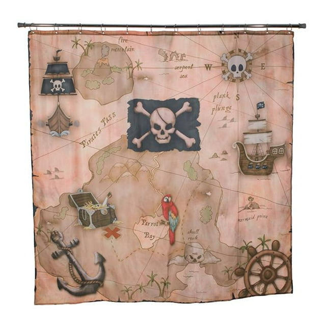 Borders Unlimited Pirates Treasure - Map Shower Curtain