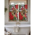 thumbnail image 4 of Christmas Bathroom Window Curtain, Red Cardinal Bird Poinsettia Pine Needles Plaid Light Filtering Coffee Kitchen Curtains, Bedroom Living Room Curtains 2 Panel 84"x45", 4 of 6