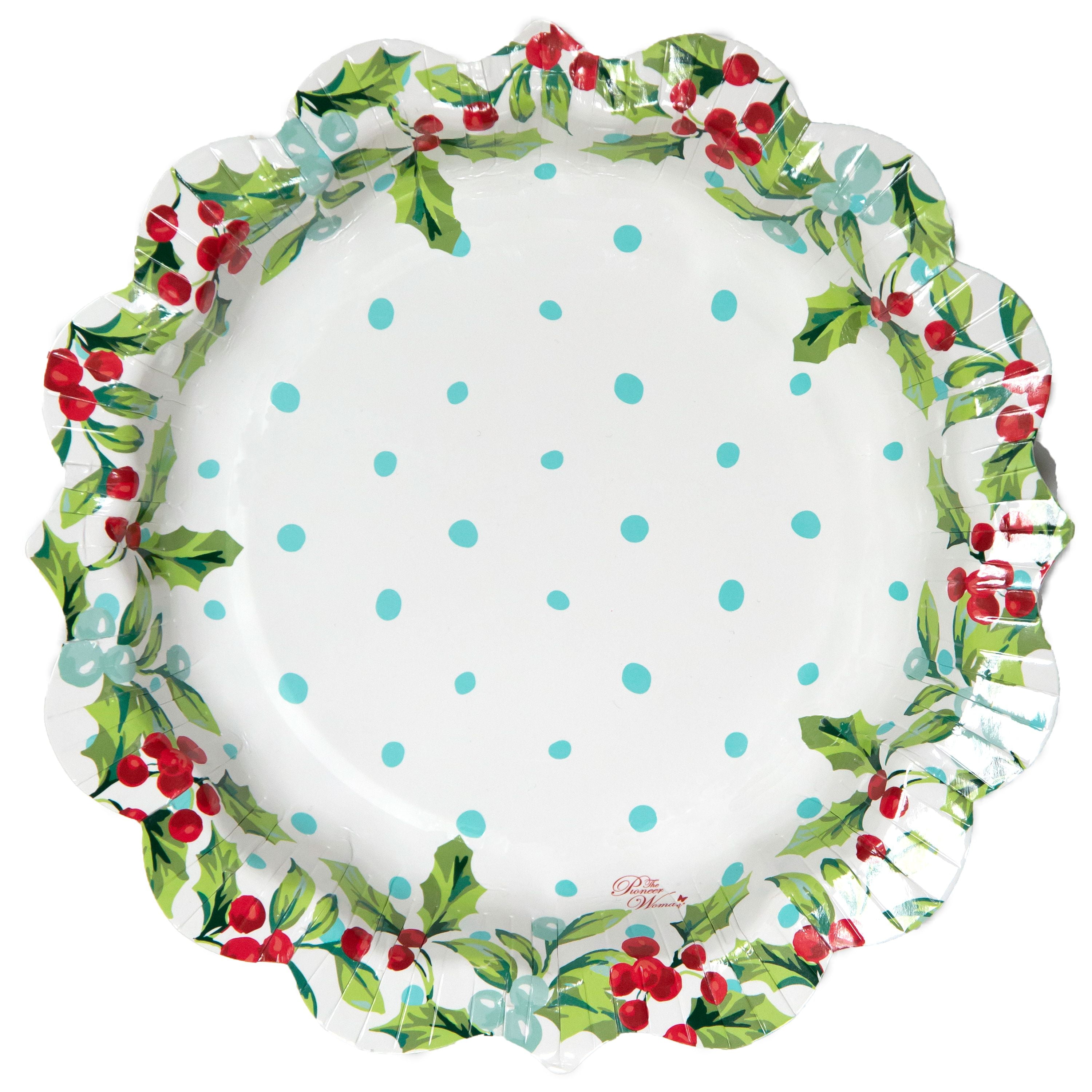 Pioneer Woman Mistletoe Christmas Paper Plates 8 In 12ct Walmart Com Walmart Com