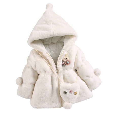 

NECHOLOGY Fall Girls Coat Kids Toddler Baby Girls Winter Warm Thick Cotton Long Sleeve plus Size Coats for Girls Coat White 4-5 Years