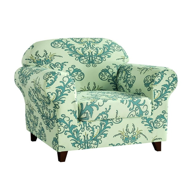 Subrtex Stretch 2Piece Vector Floral Armchair Slipcover, Green