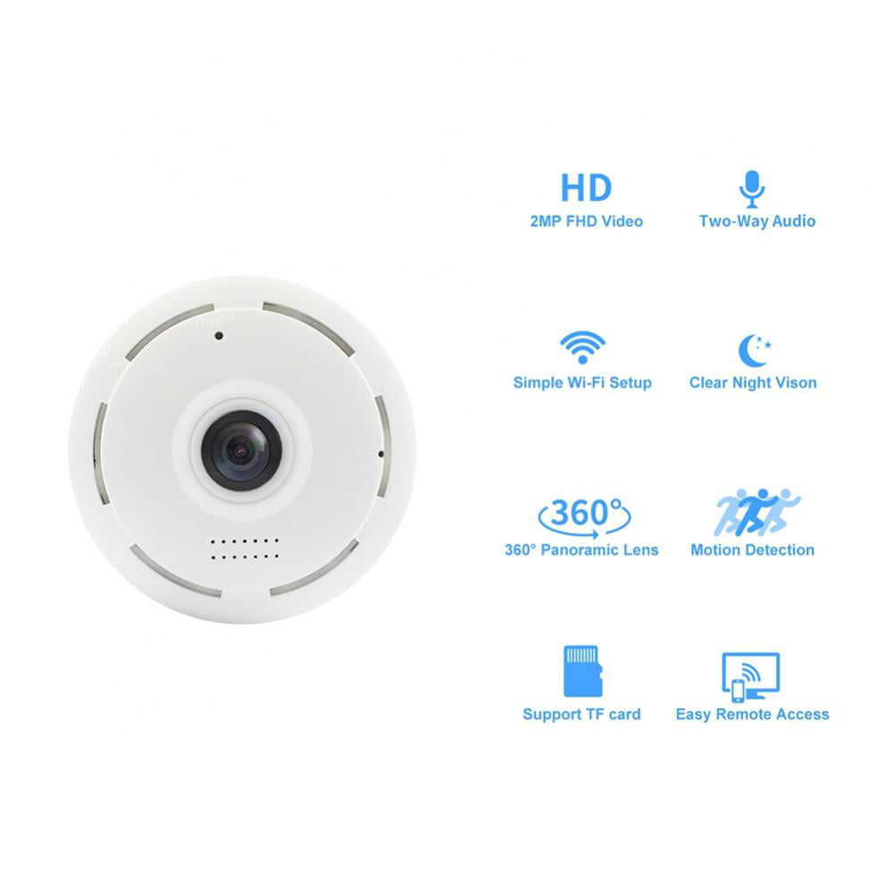 Mini 1080P Full HD IP WiFi Network Home Security Fisheye Camera Two-Way Audio BT 