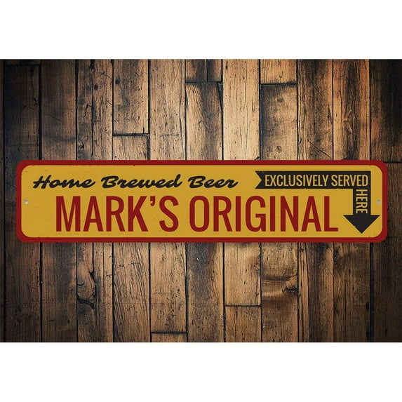 Home Brewed Beer Novelty Sign, Metal Wall Decor - 4x18 inches