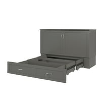 AFI Hamilton Full Solid Wood Murphy Bed Chest with Built-In Charger in Gray
