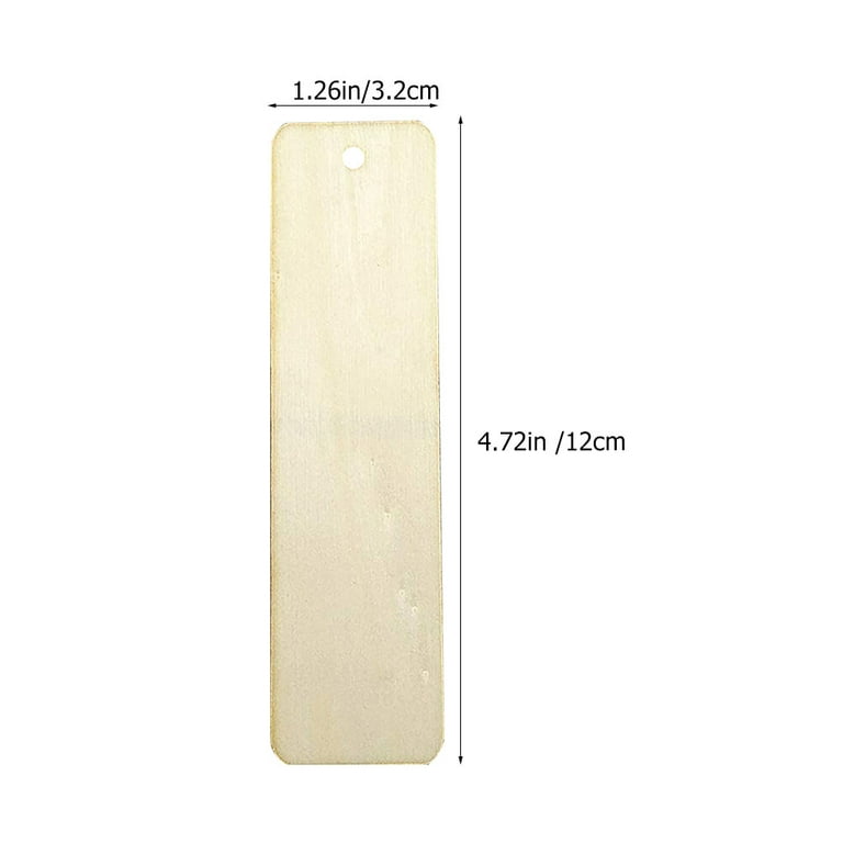 20 pcs Wood Blank Bookmarks Unfinished Wooden Bookmark Unpainted Rectangle  Bookmark with Ropes
