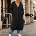 thumbnail image 6 of Kelon Women's Longline Zip Up Hoodie Sweatshirts, Oversized Fleece Cardigan Jacket, Casual Drawstring Hem Coat Tops, Comfy Soft Warm Outfits for Fall Winter, Daily, Travel & Lounge, XL, 6 of 8