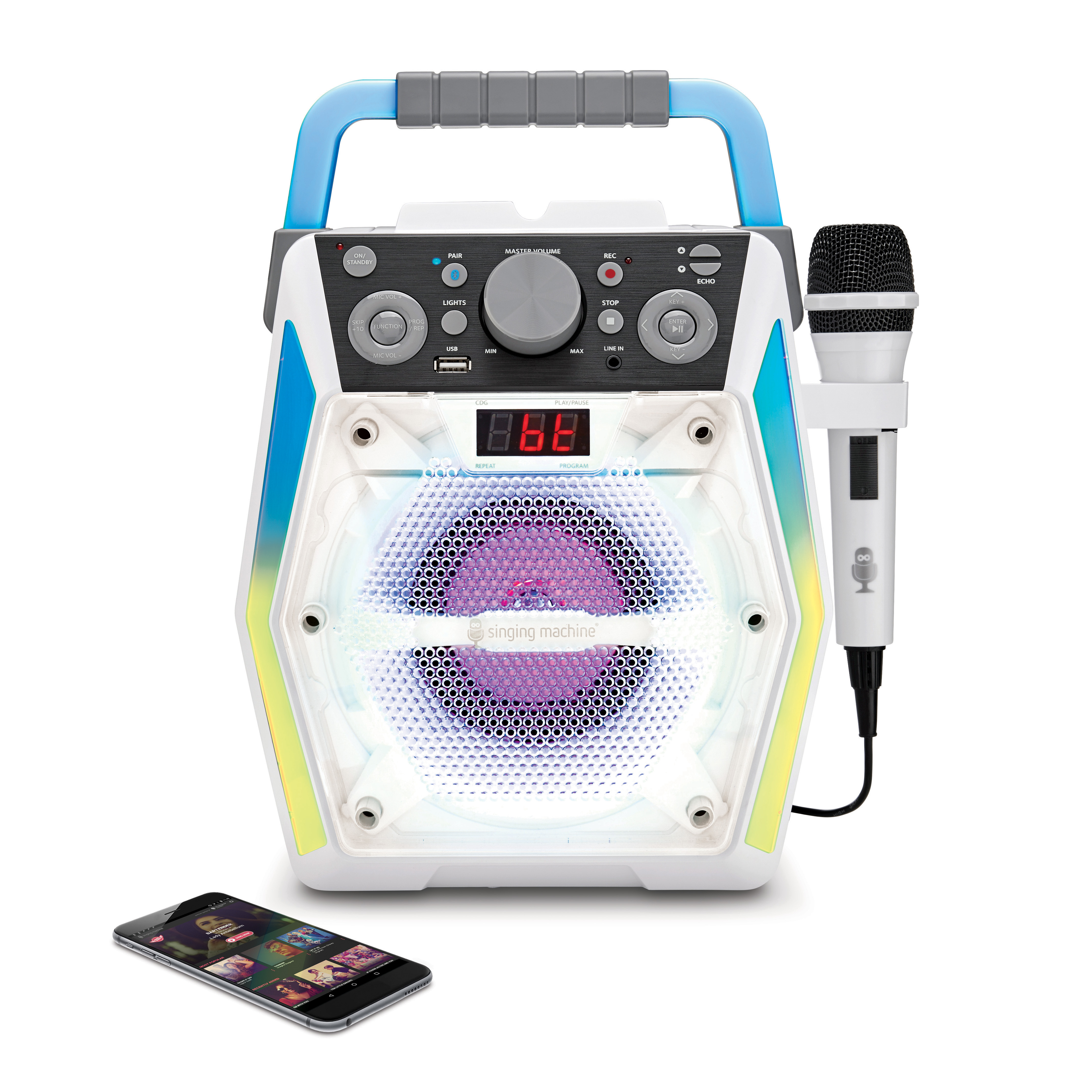 The Singing Machine Glow Bluetooth CDG Karaoke Machine with LED Lights, SML2200, White - image 3 of 4