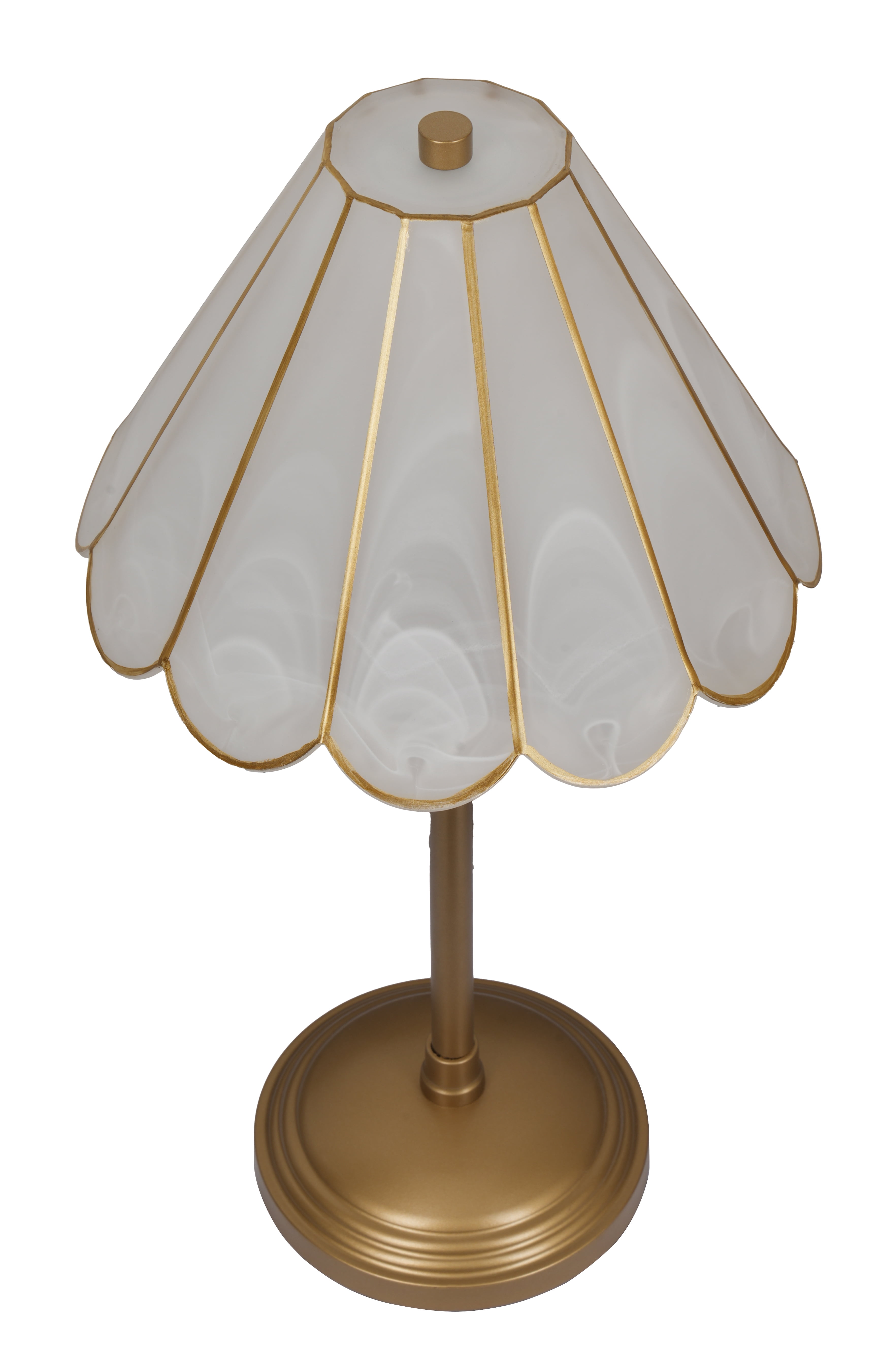 Home Decor Collection Capiz Scalloped Glass Table Lamp, Gold Finish, 19"H