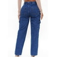 thumbnail image 6 of Women's High Waisted Cargo Jeans Stretch Wide Leg Denim Pants Trendy Dark Blue L, 6 of 6