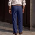 thumbnail image 5 of JoveMarine Men's Linen Pants Casual - Lightweight Breathable Summer Trousers with Drawstring Elastic Waist, Everyday Comfort,Navy 2XL, 5 of 5