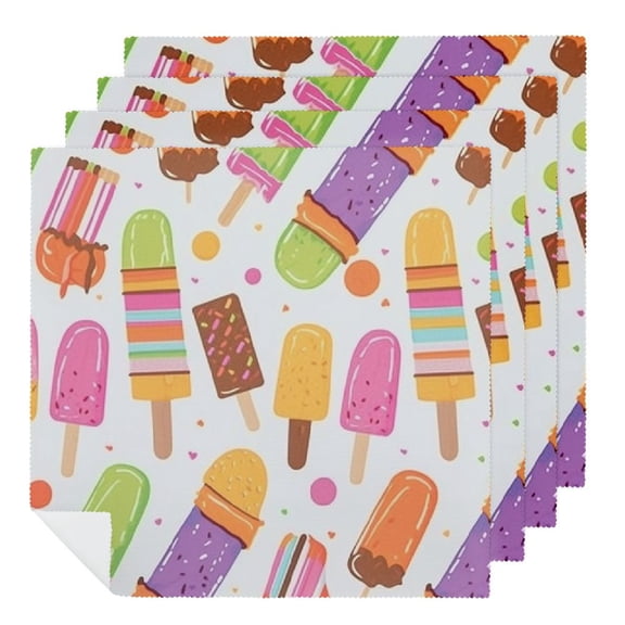 PHYHOO Count Ices and Ice Cream Cocktail Beverage Cloth Napkins Ice Pop Dessert Napkin for Tropical Summer Spring Beach Pool Birthday Party Bridal & Table Party Supplies 2 PCS
