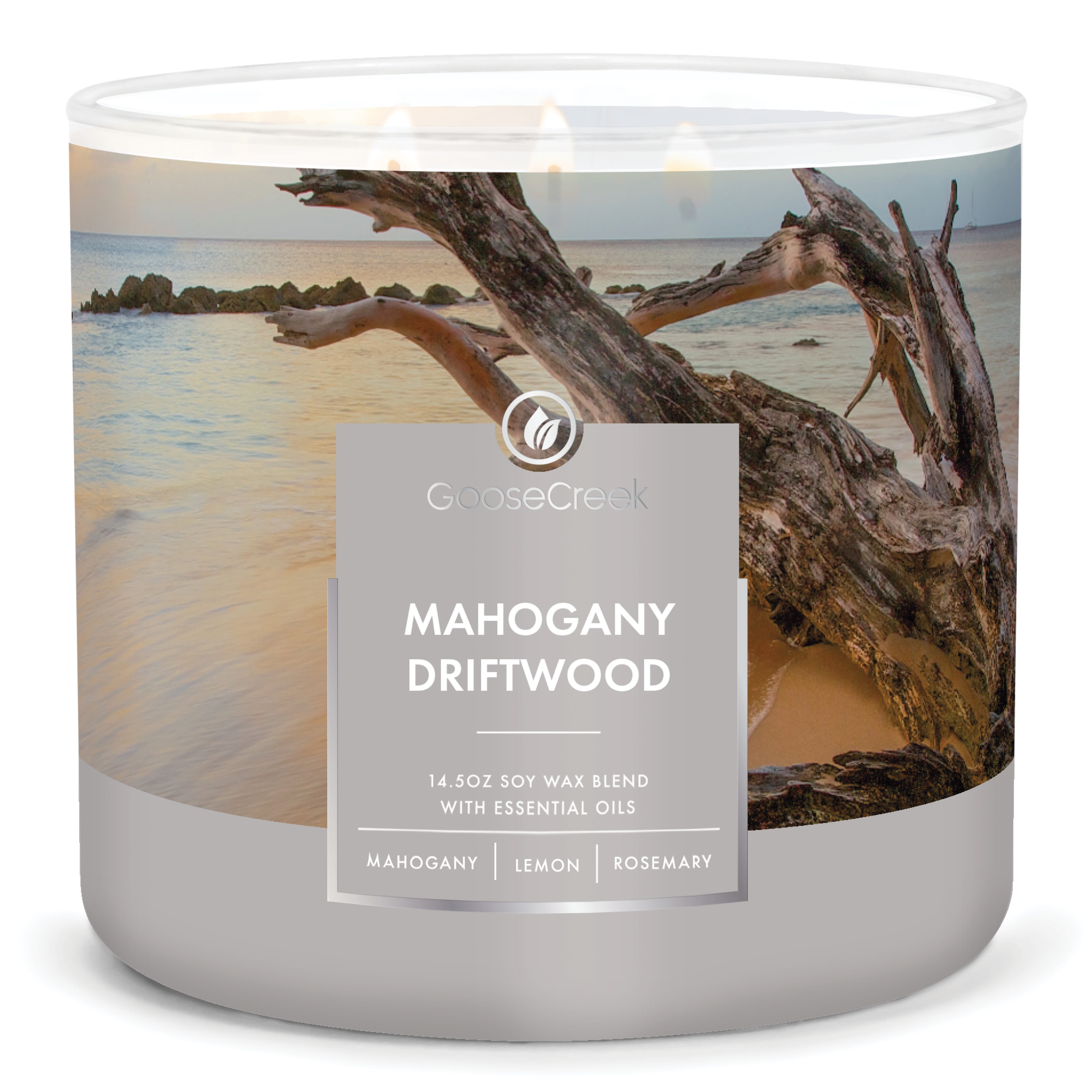 (4 pack) Goose Creek 3 Wick Mahogany Driftwood Scented Jar Candle, 14.5oz.