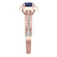 thumbnail image 3 of Halo Engagement Ring for Women - 2.37ct Simulated Blue Sapphire in 14K Rose Gold Promise Ring, 3 of 6