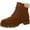 Whiskey, variant on Womens Black Logo Lug Sole Padded Carlee Round Toe Block Heel Lace-Up Leather Booties 9.5 B